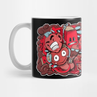 Red and Blue graffiti cartoon characters Mug